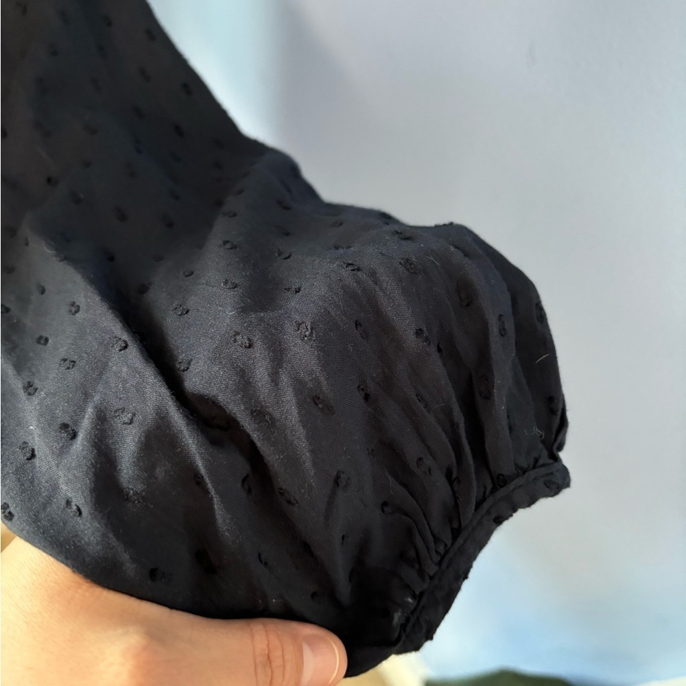 H&M Black Relaxed Long Sleeve Blouse with Mandarin Collar - Picture 2 of 5